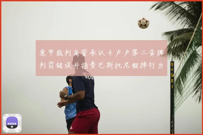 意甲裁判高管承认卡卢卢第二黄牌判罚错误并指责巴斯托尼假摔行为